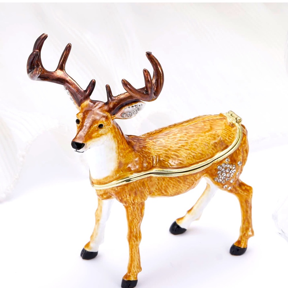 gift collections Hand Painted Enamel Reindeer Trinket Box